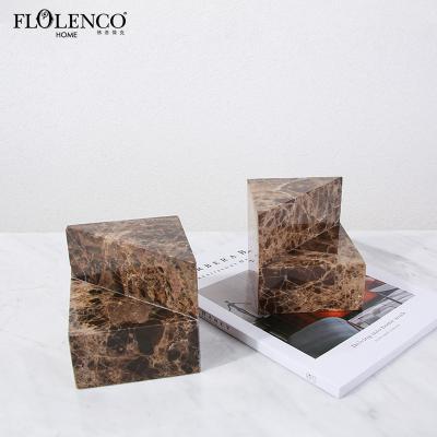 China Natural Wholesale Home Decor Accessories Creative Stone Book Ends Decorative Natural Stone Bookends Marble Set for sale