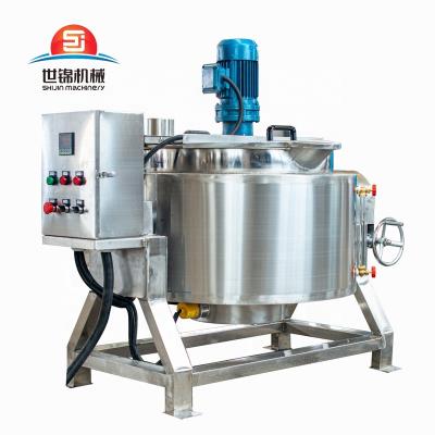 China Vegetable processing plant hot sale 500 liter industrial electric cooking kettle with stirrer machinery for sale