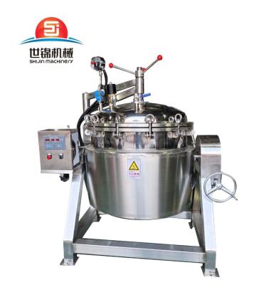 China 100l pressure cooker, large industrial cooking pots, industrial pressure cooker vegetable processing plant manufacturer for sale