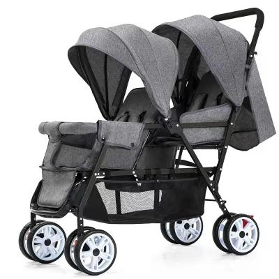 China Carry Baby High quality luxury selling two-seater convenient travel foldable Twin kids strollers with covered strollers for sale