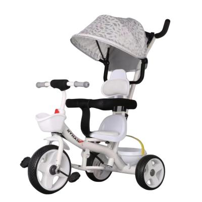 China Steel Sun and rain proof kids tricycle stylish outdoor, large seat leather material for sale