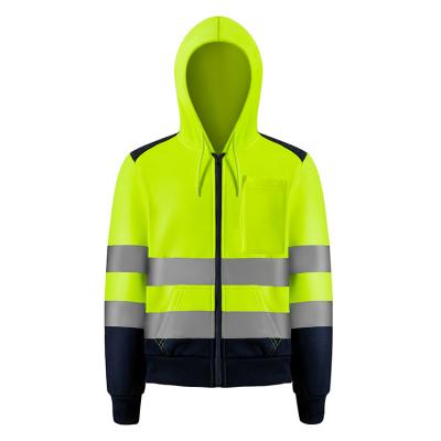 China Hot Sale Custom Made Children's Construction Safety Reflective High Visibility Two Tone Zippered Zippered Hoodie Windproof for sale