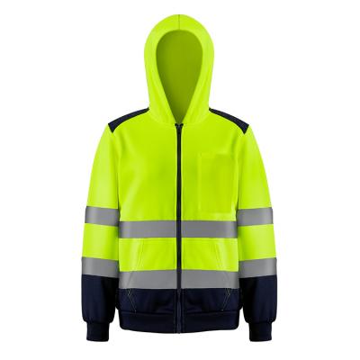 China Economical Windproof Custom Design Women's Safety Reflective High Visibility Two Tone Zipper Zippered Hoodie for sale