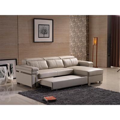 China Top Quality Designs Stretch Pull Out L Shaped Leather Corner Sofa Bed , High Back Leather Corner Sofa for sale