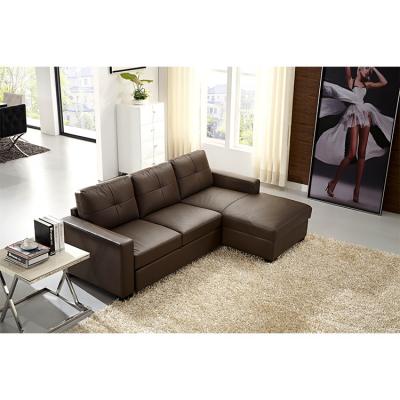 China Extendable Sofa Bed Good Quality Living Room Furniture Leather L Shaped Corner Couch Set Real Leather Modern Sofa for sale