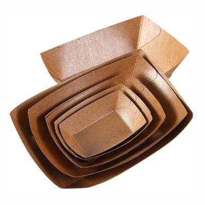 China Waterproof Food Grade Brown Hot Dog Sushi Ship Container Disposable Packaging Paper Box for sale