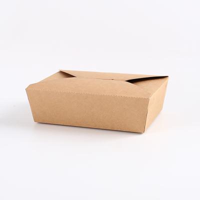 China CLASSIC Disposable Kraft Paper Take Out Box Folded Food Container For Fast Food for sale