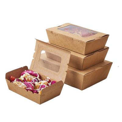 China Disposable Paper Packaging Salad Box Disposable Sushi Packaging Food Container With Clear Window for sale