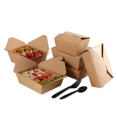 China Disposable Kraft Paper Lunch Box Takeaway Foods Disposable Packing Box For Fast Food for sale