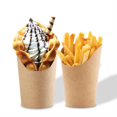 China Disposable Customized Disposable Take Away French Fries Cup Snack Box Paper Container for sale