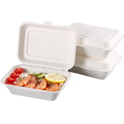 China Food To Go Biodegradable Sugarcane Clamshell Food Box Takeout Packaging for sale