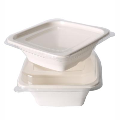 China Disposable Biodegradable White Food Containers Sugar Cane Bagasse Take Out Pulp Food Grade Box for sale