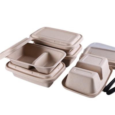 China Compostable Disposable Food Wheat Straw Pulp Lunch Food Box Take Out Food Container for sale