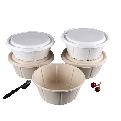 China 2500ml-4800ml Biodegradable Food Take Out Food Bagasse Salad Container Pasta Spaghetti Noodle Bowl With Lid for sale