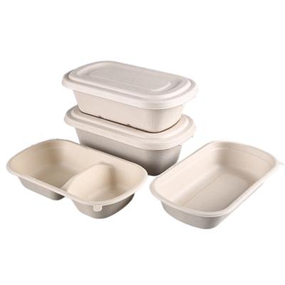 China Disposable Straw Eco-Friendly Paper Pulp Food Wheat Takeout Food Packaging Take Out Lunch Box Container for sale