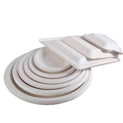 China Compostable Disposable Food Bagasse Place Around Cake Dishes Dishes Take Out Tableware for sale