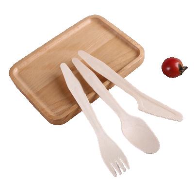 China Eco-friendly Food Packing One Time Use Knife Fork Spoon Eco-friendly Wooden Cutlery for sale