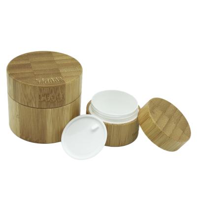 China Luxury plastic inner cosmetic bamboo cream jar cosmetic 5g 10g 15g 20g 30g 50g 100g 150g 200g 250g pp for sale