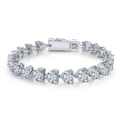 China 2022 Nice Design Hot Sale Fashion Jewelry s925 Sterling Silver Heart 7x7mm CZ White Tennis Bracelet For Girls for sale