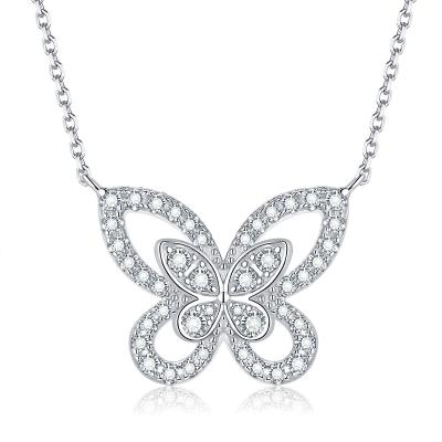 China Design 925 Sterling Silver Necklace Pendant Classic Butterfly Moissanite Silver Scarf Nice Engagement Wedding for sale