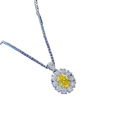 China Nice Design 18K Gold Plated Silver Oval CZ 925 Necklace Pendant 8x10mm Cubic Zircon Necklace Jewelry for sale