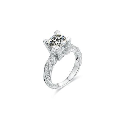 China New Custom 1 Carat Nice Design Ring 18K White Gold Plated Wedding Crystal Diamond Moissanite Rings for sale