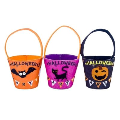 China Eco-friendly Halloween Decorations Children's Wholesale Halloween Pumpkin Bucket Candy Gift Bag Ghost Festival Portable Bag for sale