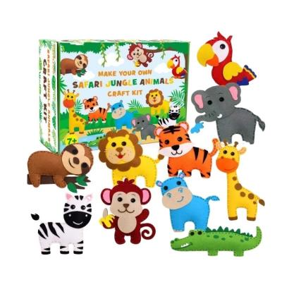 China 10 Nursery Zoo Safari Jungle Arts and Crafts Educational Set Felt Animals Sewing Kit DIY Set for Kids Art Craft for sale