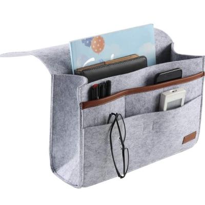 China Minimalist Multi-pocket Bedside Storage Bag Felt Bedside Storage Cart Bedroom Felt Hanging Bedside Organizer for sale