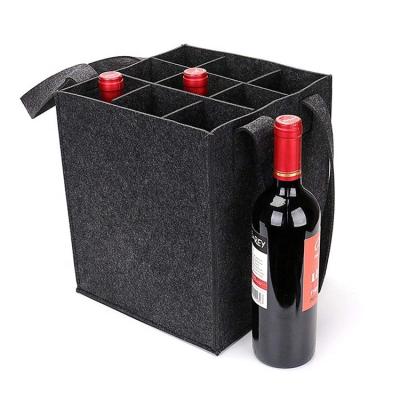 China Eco - Friendly Multiple Bottles Wine Bag Felt Carrier Pouch With Dividers And Handle for sale