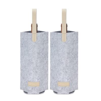 China Durable Waterproof Wholesale Wine Bag Premium Material Felt Wine Rack With Handle Leather Wine Bottle Champagne Storage Bag for sale