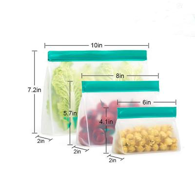 China Reusable Leakproof Silicone PEVA Food Freezer Stand Up Bag Silicone Organizer Bag Leakproof Top Kitchen Storage Ziplock Bags for sale