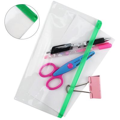 China A4 A5 A6 Recyclable Clear Transparent Plastic Poly Slider Zipper Envelope Folder Bag for sale