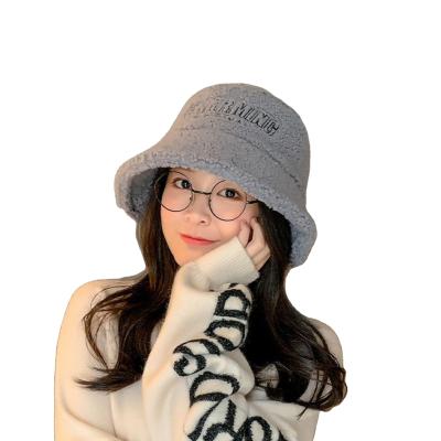 China Buckethat Korean2021Lamb soft style bucket hats autumn and winter women's plush bucket hat season soft woolen cute warm for sale