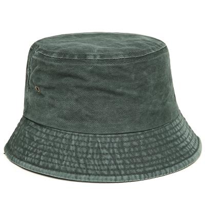 China Character adult washed used bucket hat looking like washed fisherman hat European and American Amazon flat surface solid color outdoor hat for sale