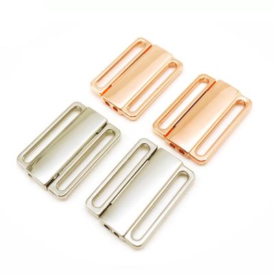 China Custom Made Eco-friendly Metal Swimwear Accessories Ally Bra Hooks Metal Clasp Buckle Metal Bikini Connectors for sale