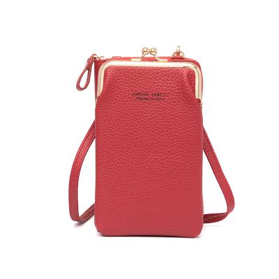 China Cross Body Travel Phone Bag Fashion New Red Ladies Purse PU Leather Wild Trend Candy Color Handbag Messenger Shoulder Bag OEM for sale