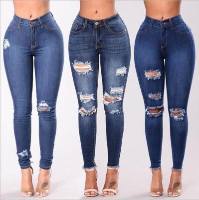 China Denim Sustainable Womens Fashion Juniors Distressed Slim Fit Stretchy Skinny Ripped Jeans for sale