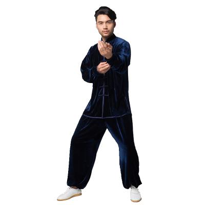 China 2019 Autumn Chinese Style Breathable Male Loose Taiji Hanfu Taijiquan Velvet Uniform Suit for sale