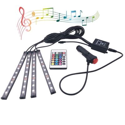 China Residential New Arrival 12leds Luces Led Car 5050 RGB Remote Control Smd Led Strip Led Atmosphere Lamp Led Strip Car for sale