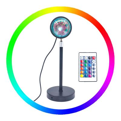 China Modern Drop Shipping Modern Rainbow Sunset Lamp Projector Lamp Night Light Led RGB USB Sunset Projection Lamp 16 Colors for sale