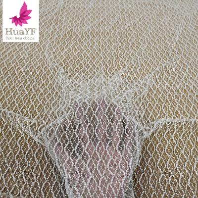 China Viable Bridal White Color Tulle Heavy Beaded Lace Mesh Fabric For Wedding Couture HY2087 for sale