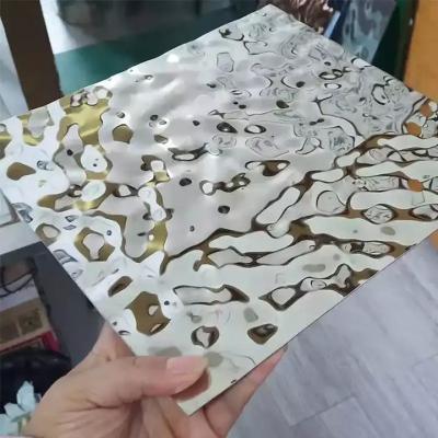 中国 0.2mm Thickness Water Ripple Stainless Steel Sheet PVD Colour SS Plate Slit Edge 販売のため