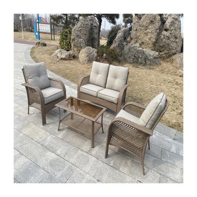 China Modern Outdoor Leisure Four Seat Sofa Four Piece Garden Furniture Chair Rattan Wicker Set for sale