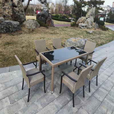 China Modern Outdoor Chair Garden Dining Set Seven Piece Style Rattan Modern Rattan Sofa Set for sale