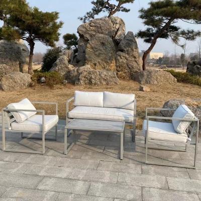 China Modern Patio Sofa Steel Frame Furniture Four Piece Set Customized Waterproof Seat New Designs for sale