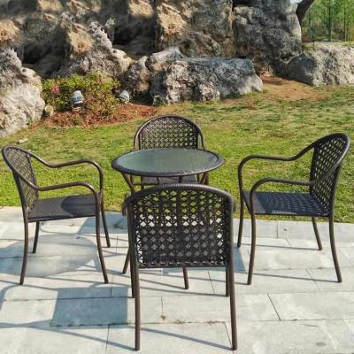 China Modern Poly Rattan Furniture Backyard Swivel Chair Patio Dining Rattan and Steel Sofa Five Piece Seat Set for sale