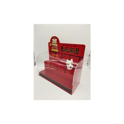 China Factory wholesale exquisite good quality two tiered counter top red acrylic displays for toys for sale