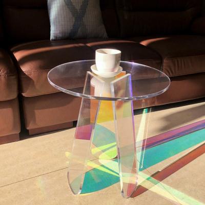 China Nordic modern acrylic luxury lucite nest perspex plexiglass iridescent coffee table metal convertible for sale