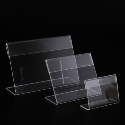 China Wholesale Exquisite Sign White Led Pedestal L Shaped Board Display Card Block Table Menu Base Acrylic Stand for sale